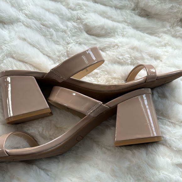 Nine West Nude Patent Leather Block Heel Sandals - Picture 7 of 7